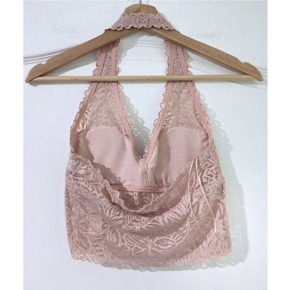 NWT aerie | Firework Lace Padded Halter Bralette in light pink - Picture 3 of 9